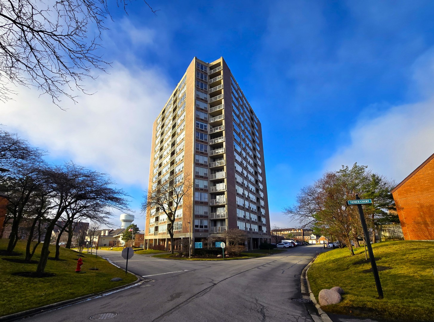 a view of a tall building