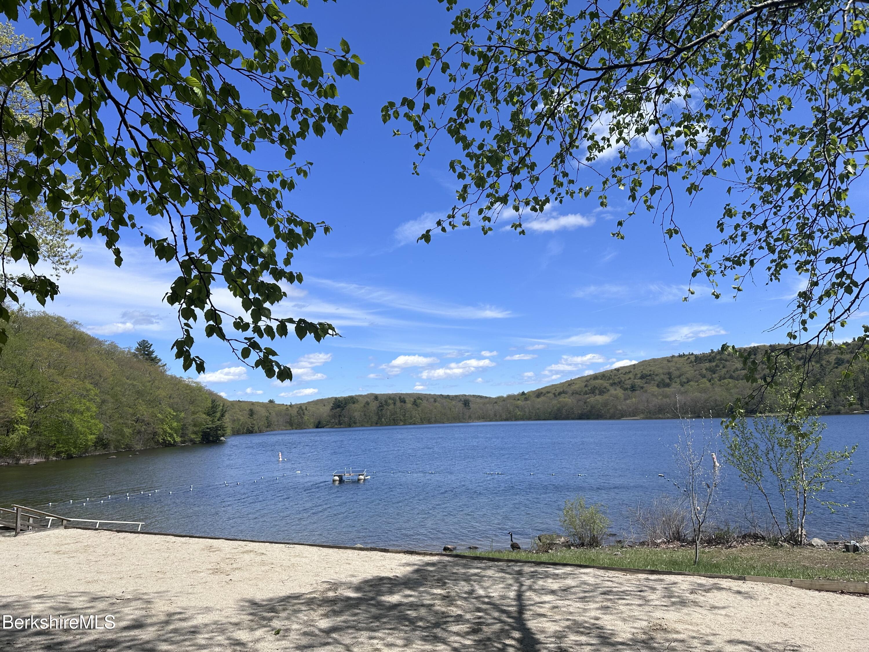 a view of a lake with a mountain