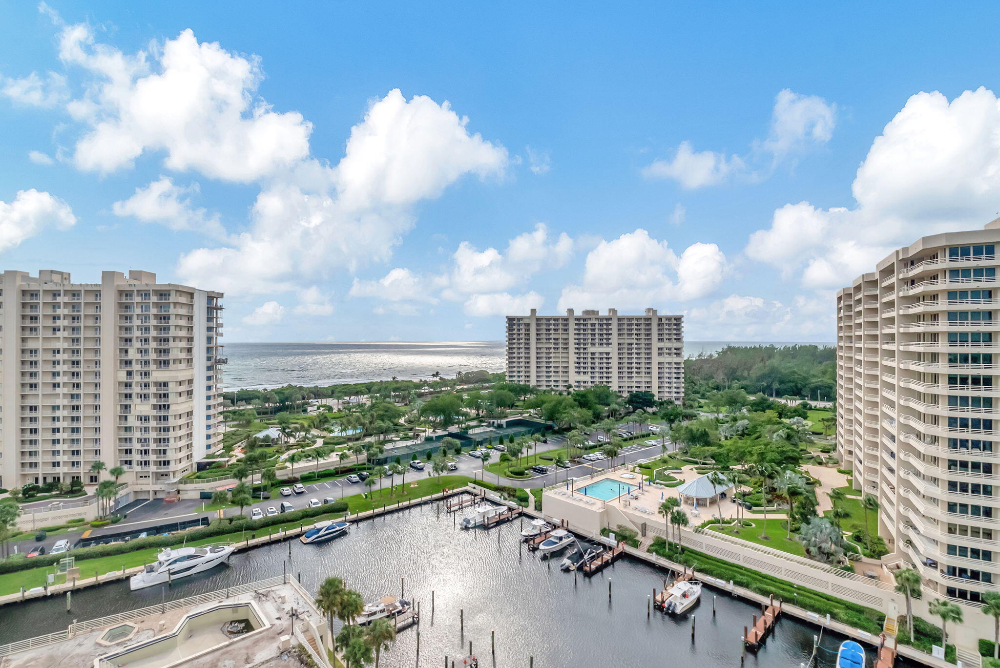 a view of a city with tall buildings