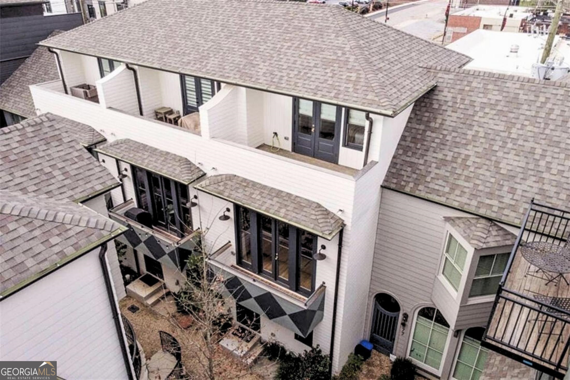 a roof view of a building