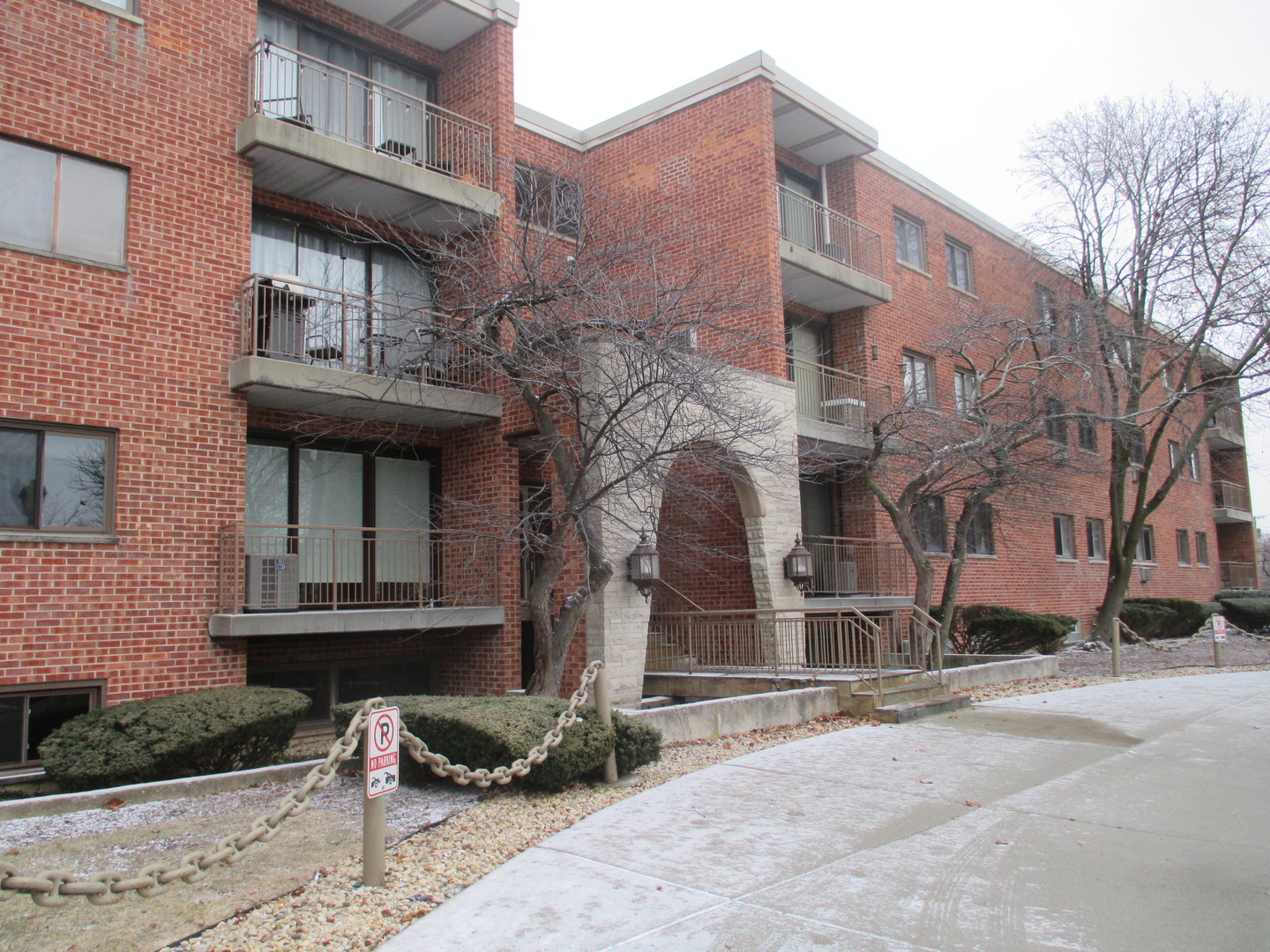 a front view of a building