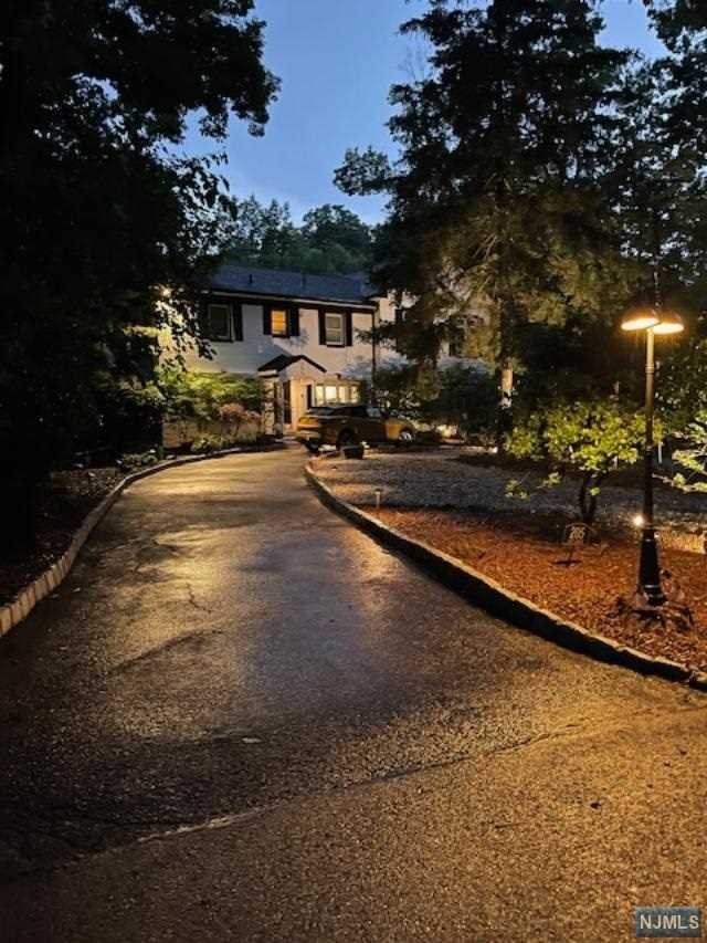 a view of a street with houses