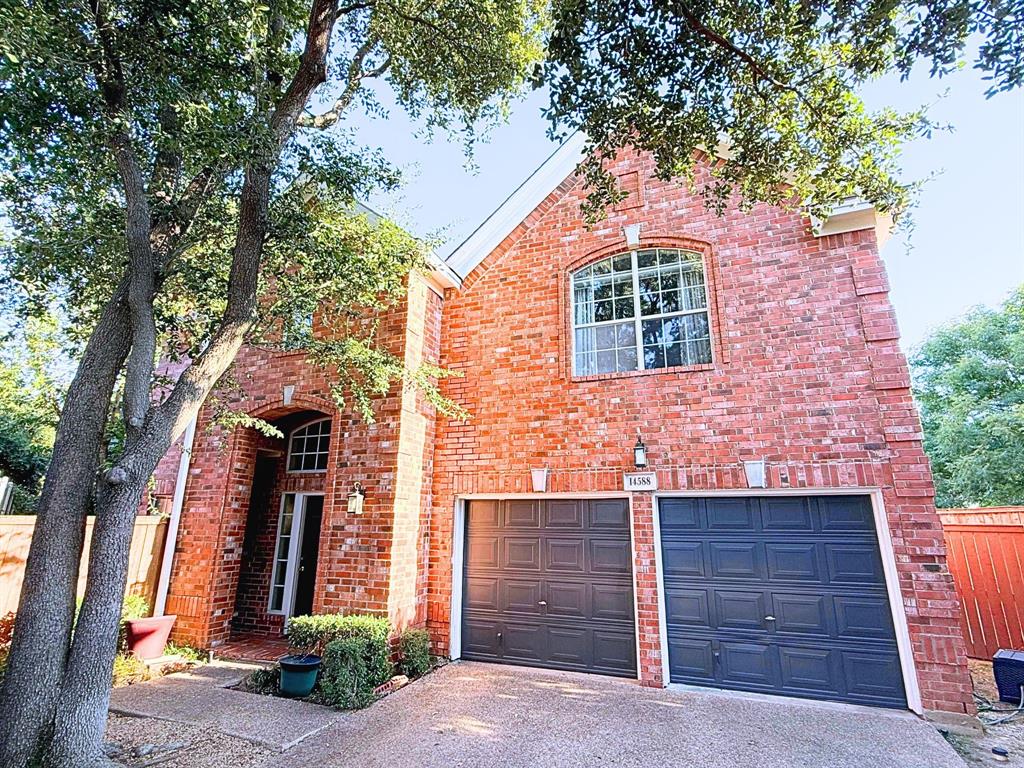 Tudor home with a garage