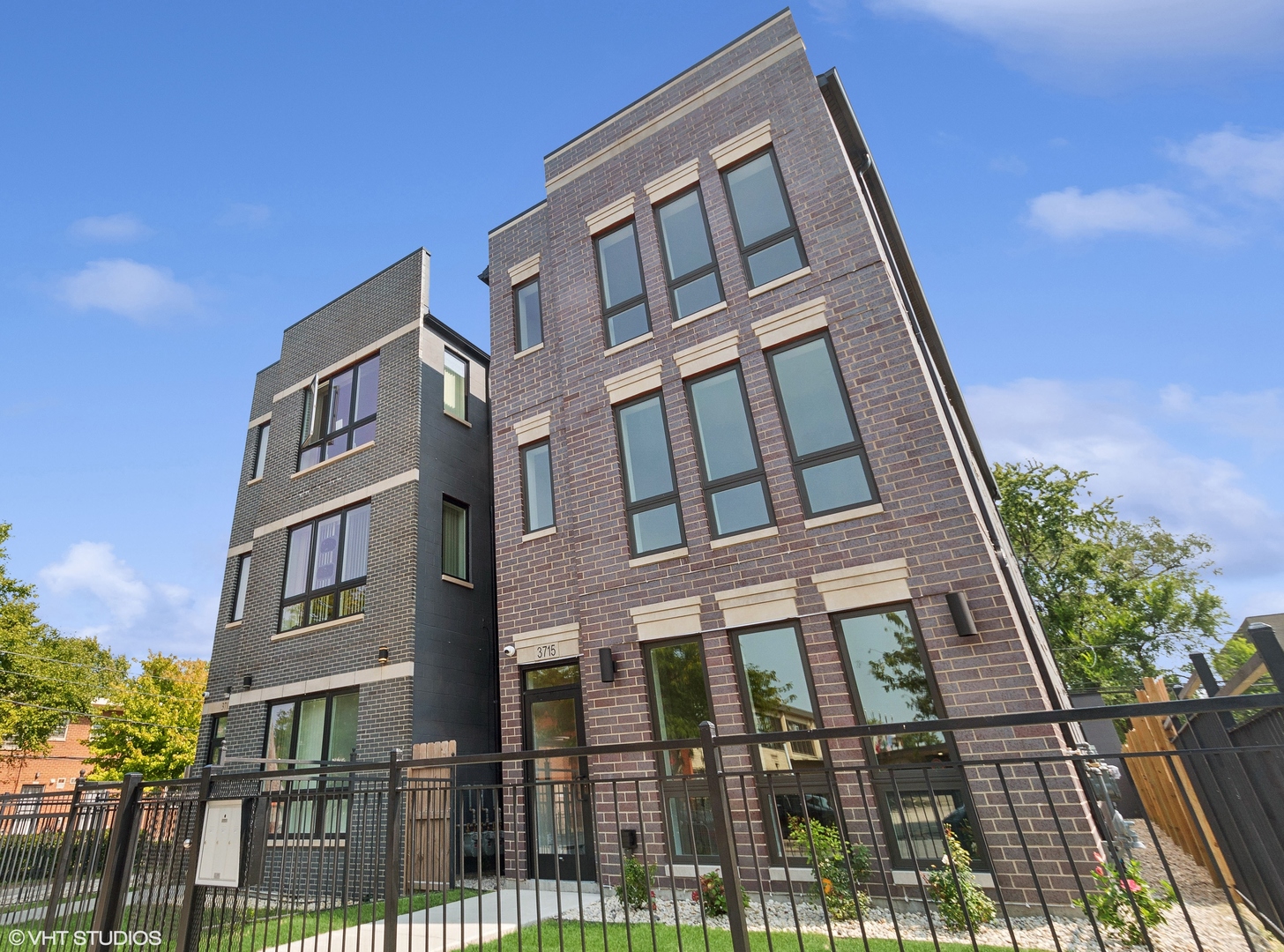 a front view of a residential apartment building