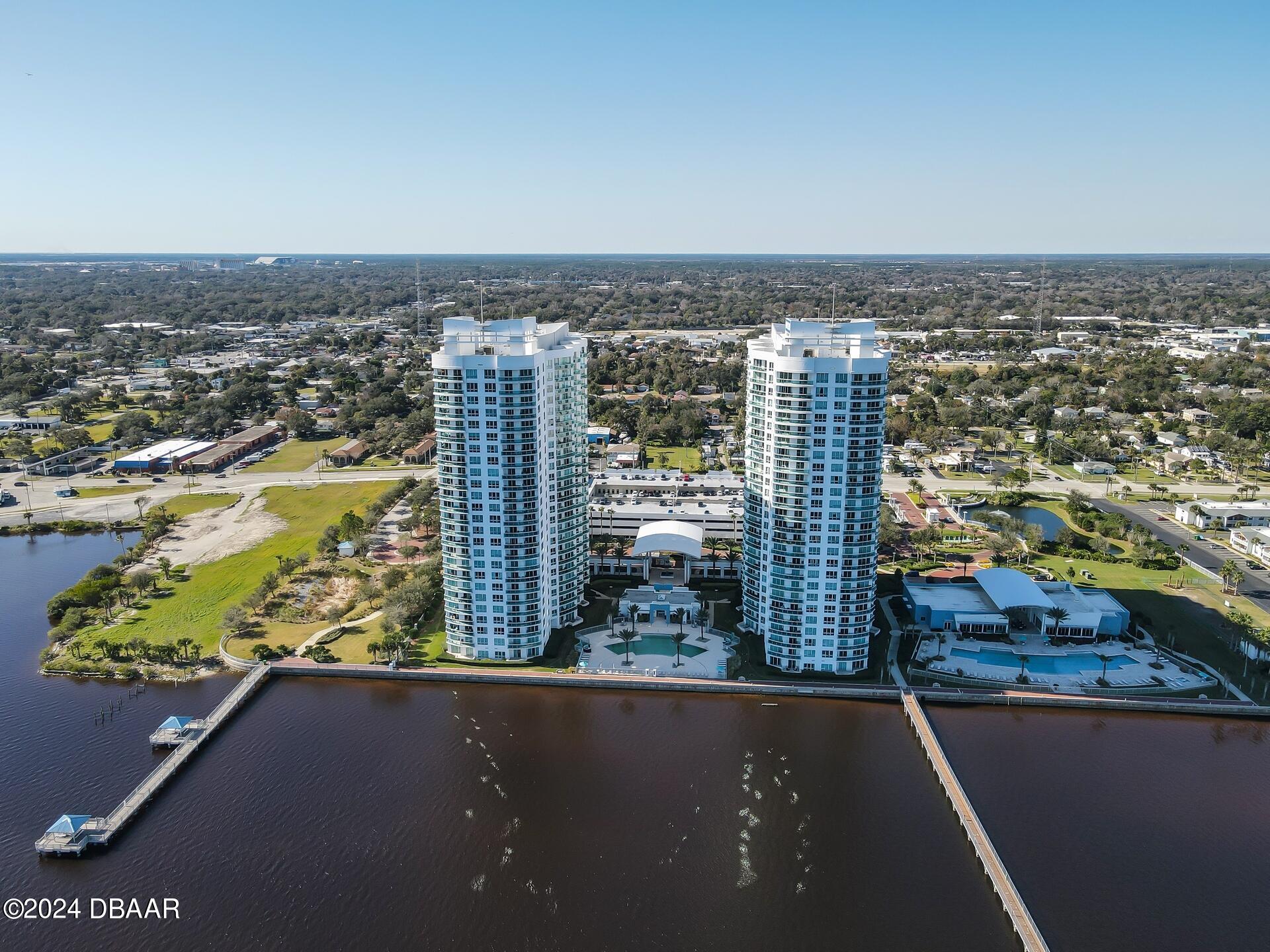 Front of condo buildings