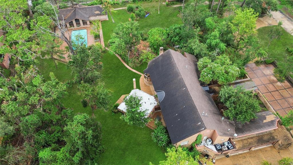 an aerial view of a house