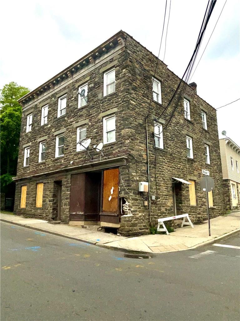 a front view of a building