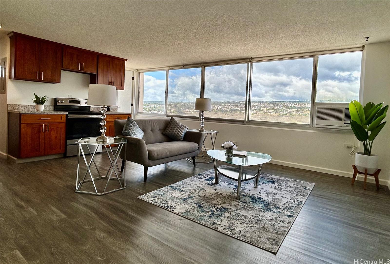 a living room with a couch and a coffee table