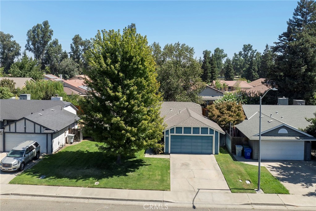 an aerial view of a house