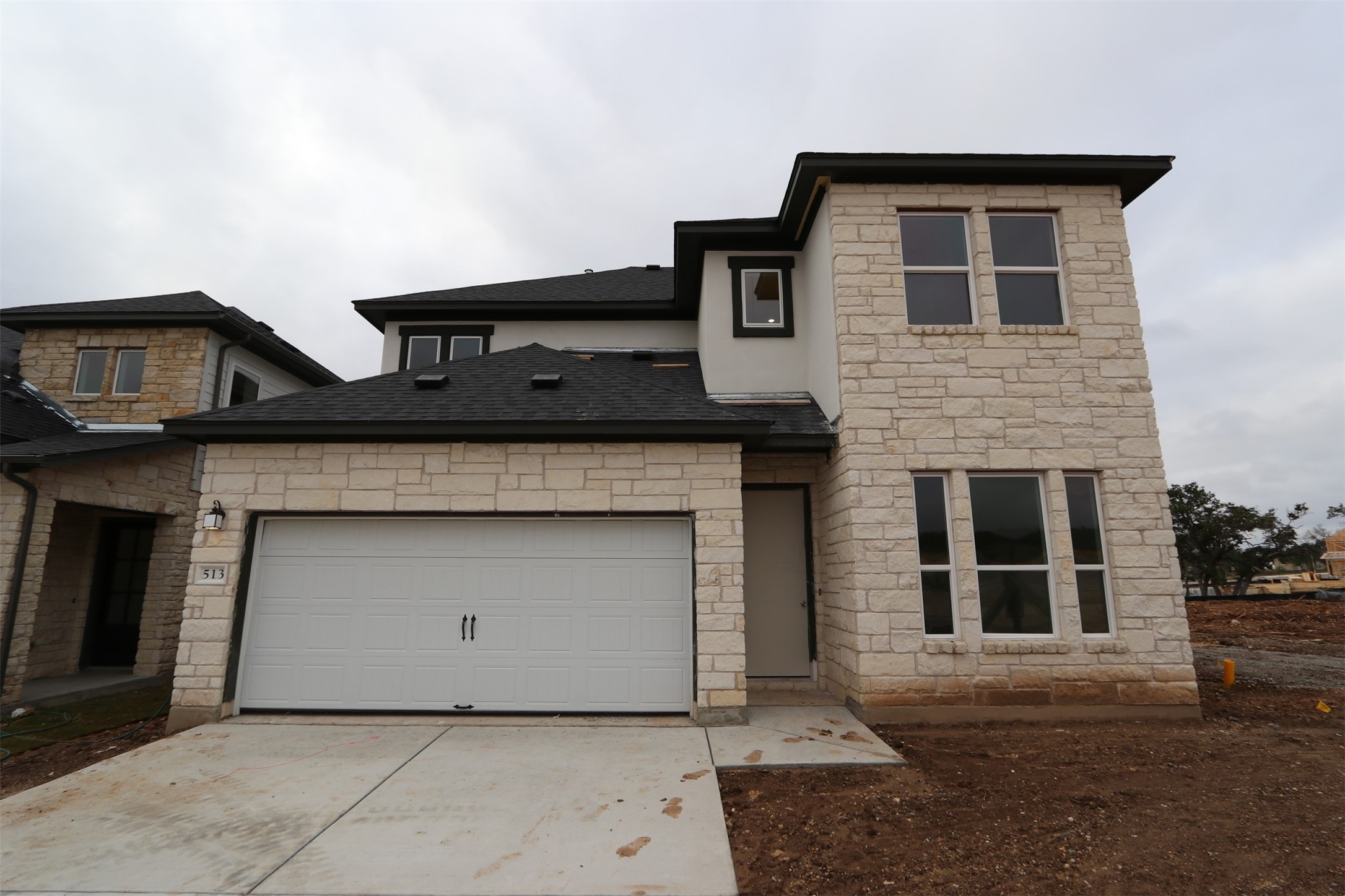 a front view of a house with windows