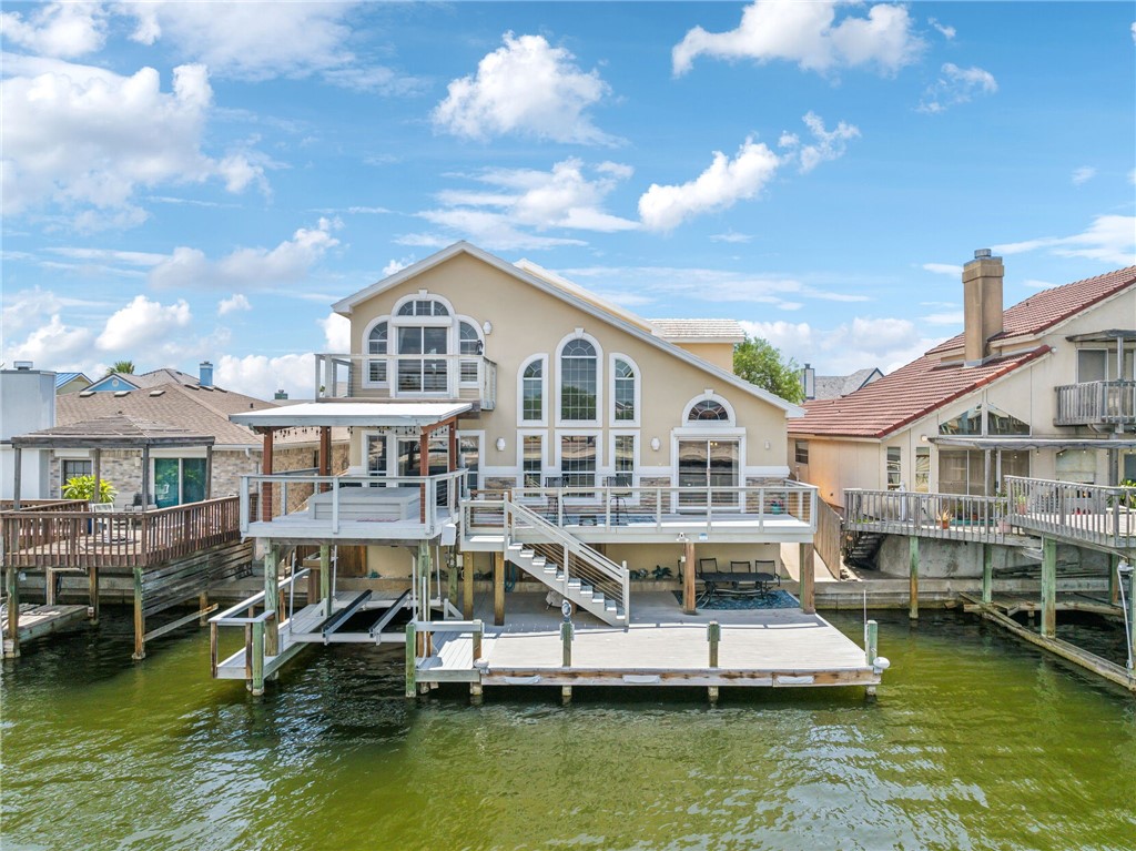 a view of a lake with houses