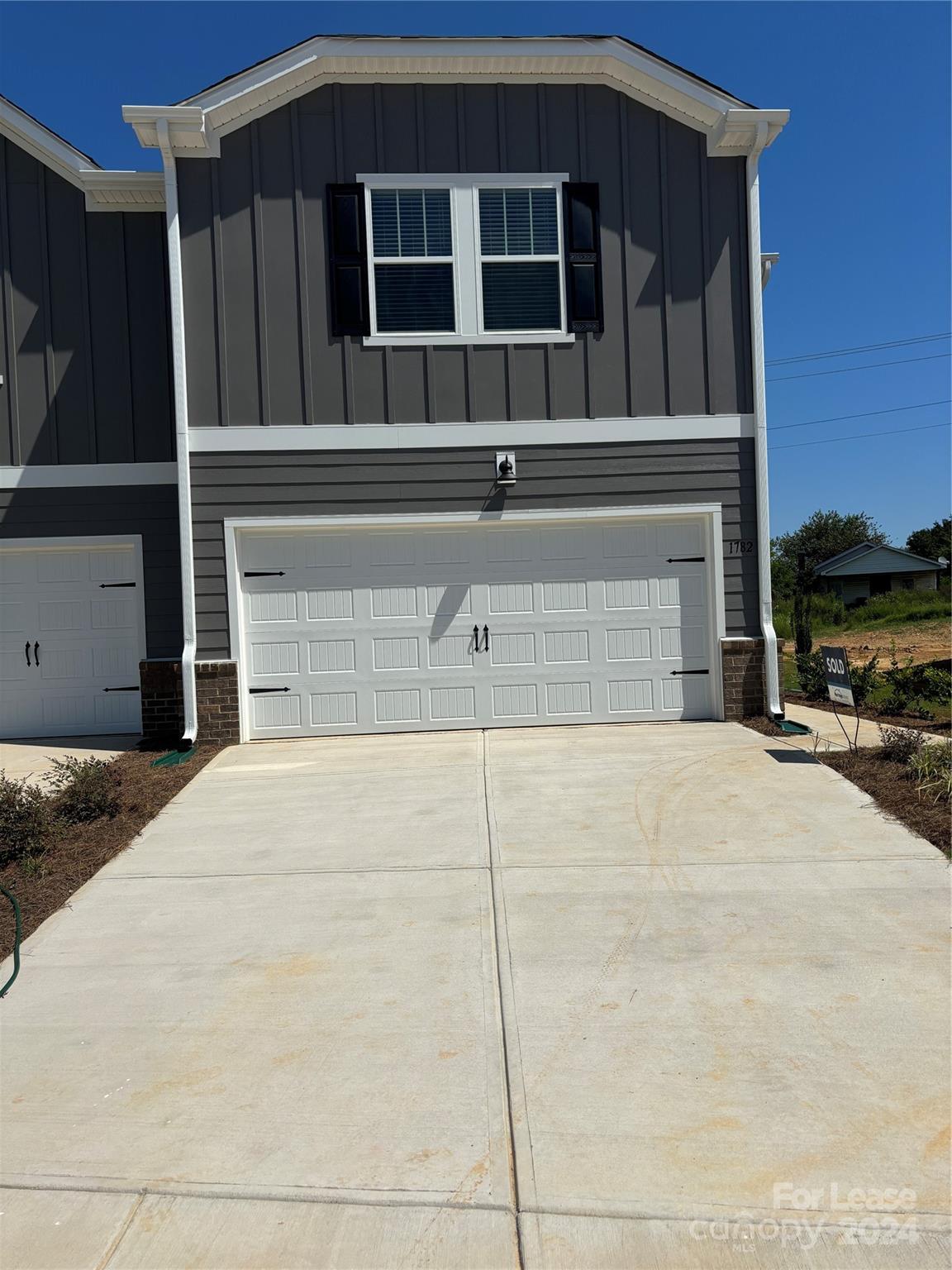 a view of garage with a large window