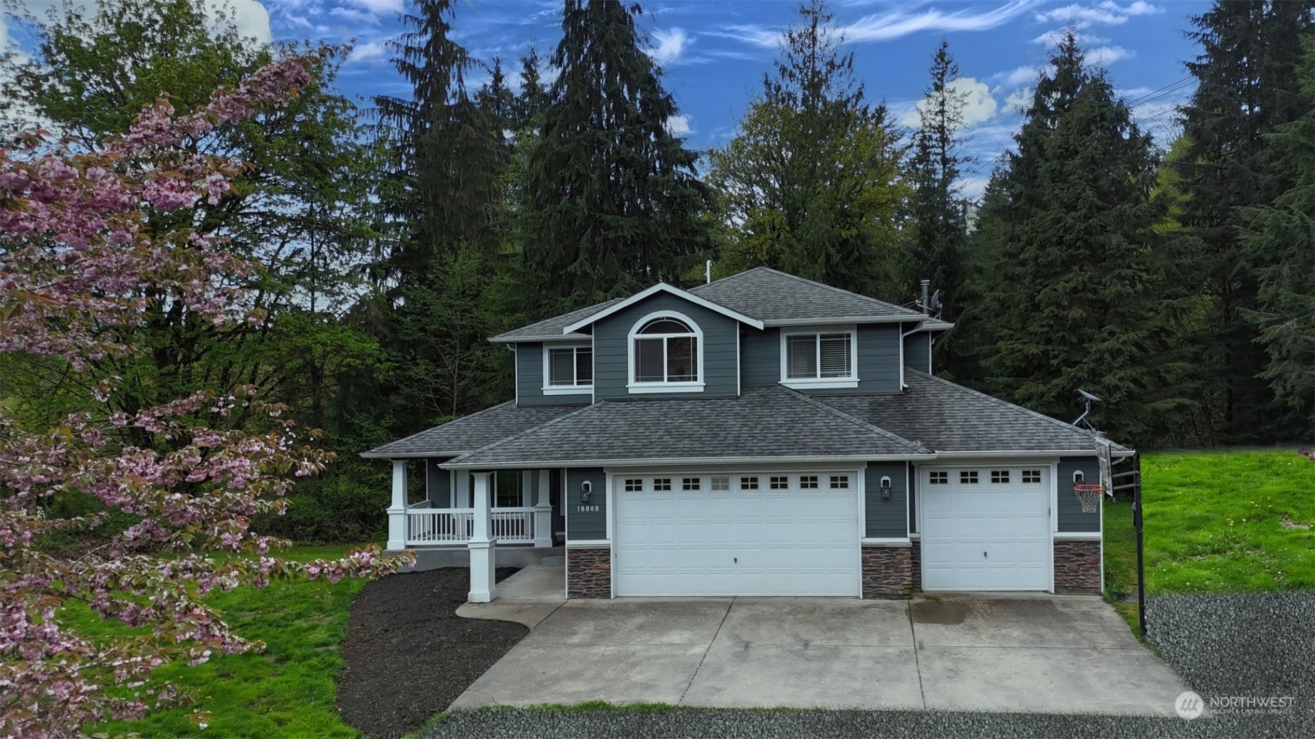 an aerial view of a house