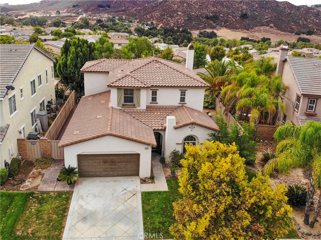 an aerial view of a house