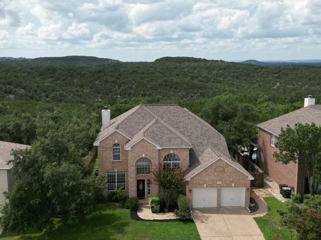 an aerial view of a house