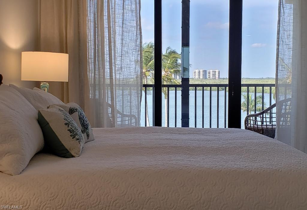 a view of a bedroom from a balcony