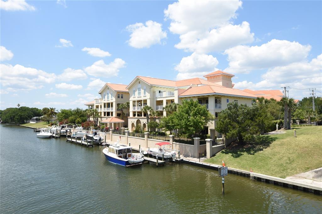 a view of a lake with houses