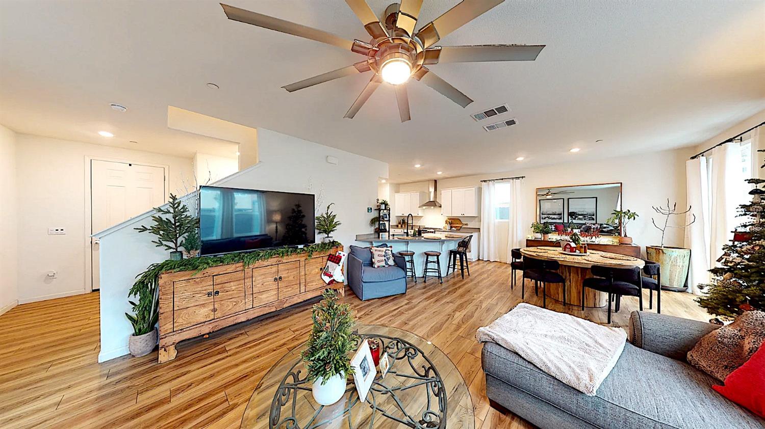 Living, kitchen, and dining area.