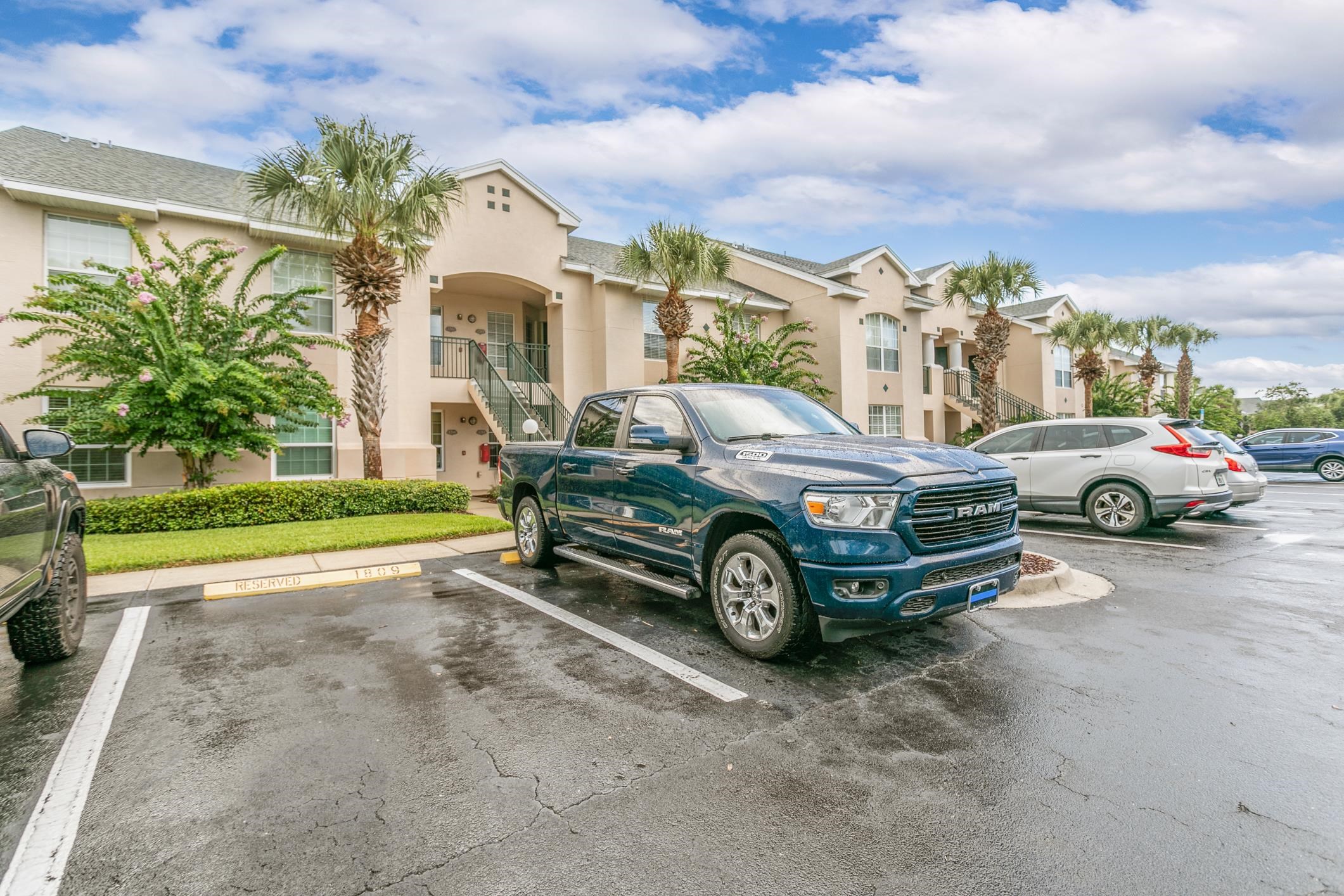 a car parked in front of a house