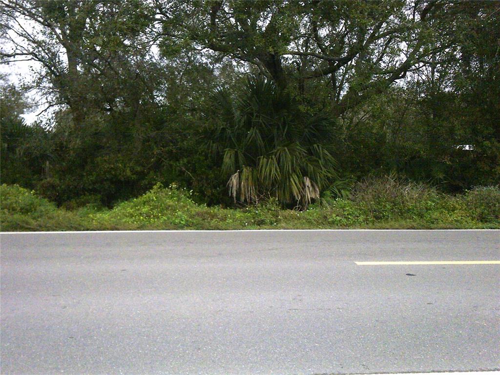 a view of a road with a yard