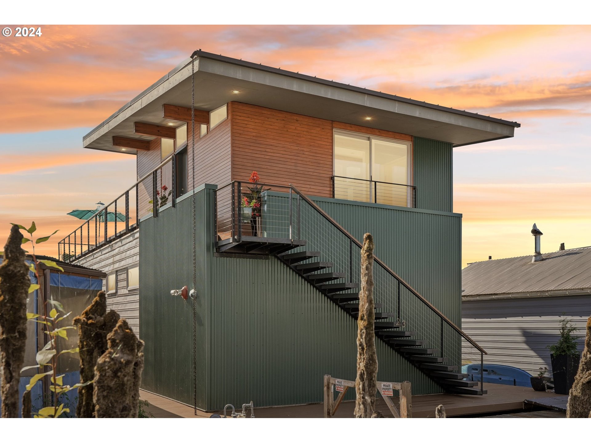 a view of a house with a stairs