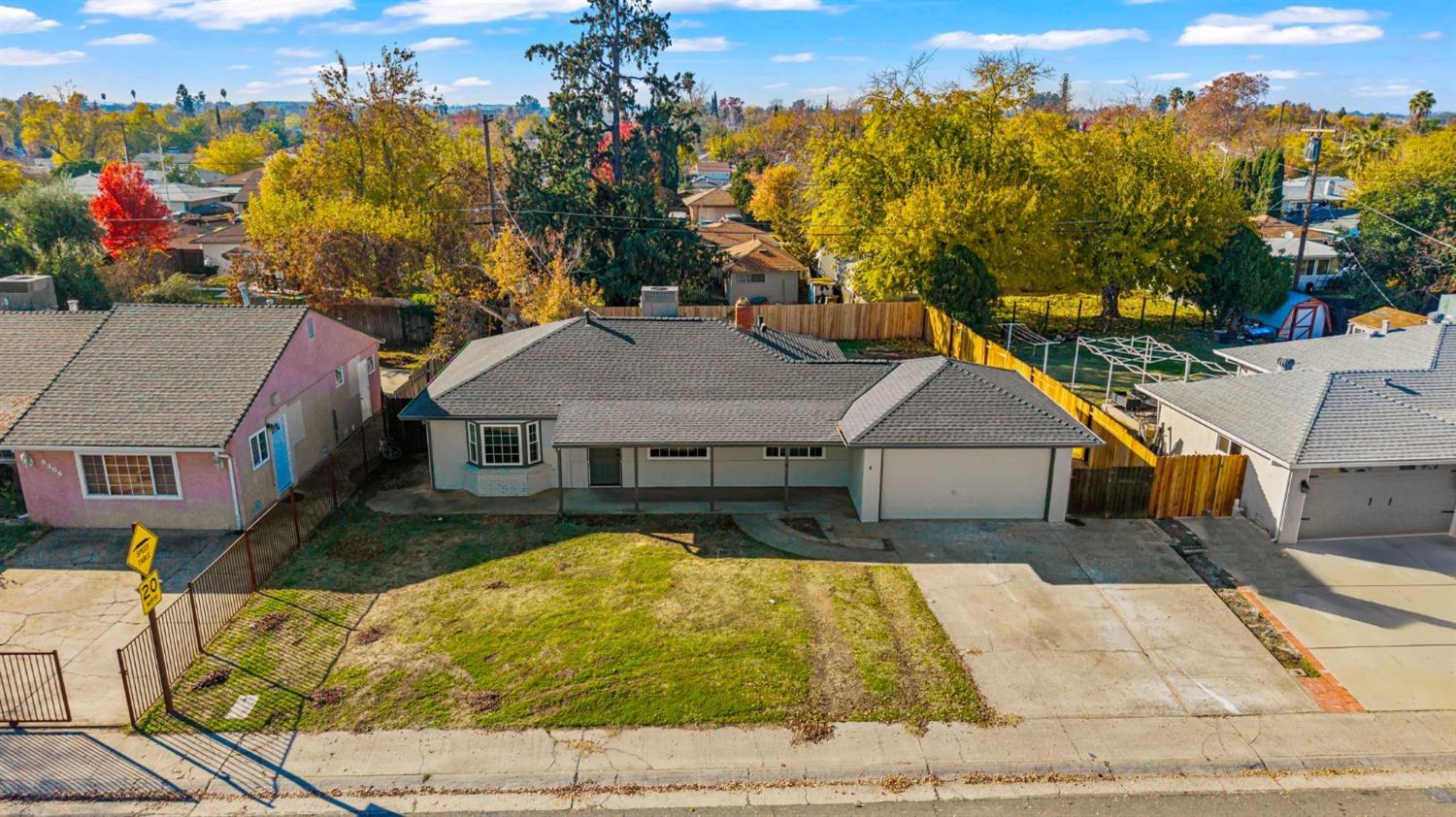 an aerial view of a house