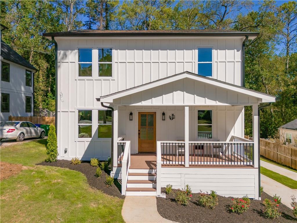 front view of a house with a porch