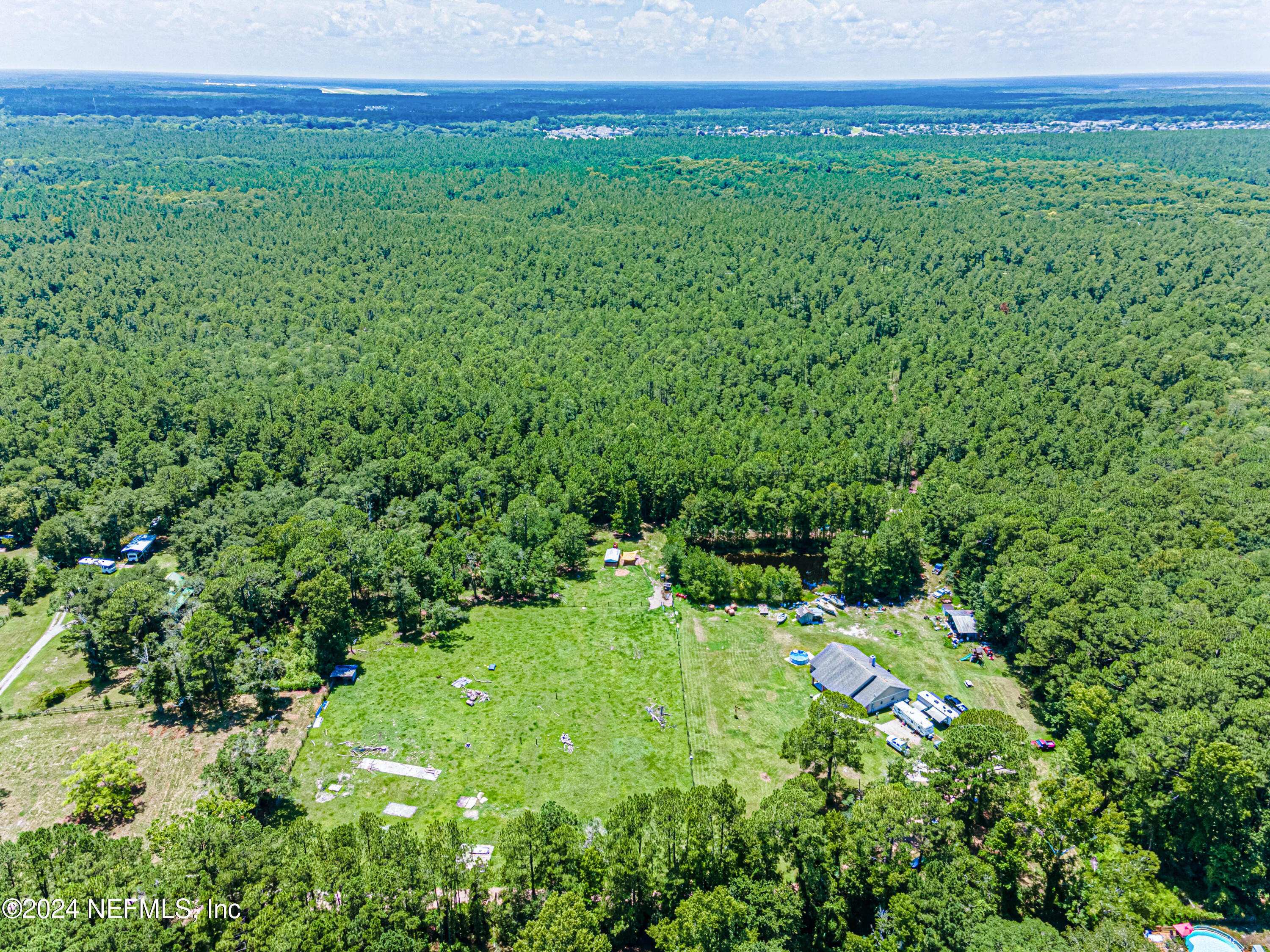 a view of a lush green field