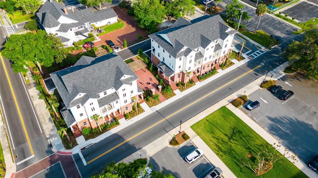 an aerial view of a house