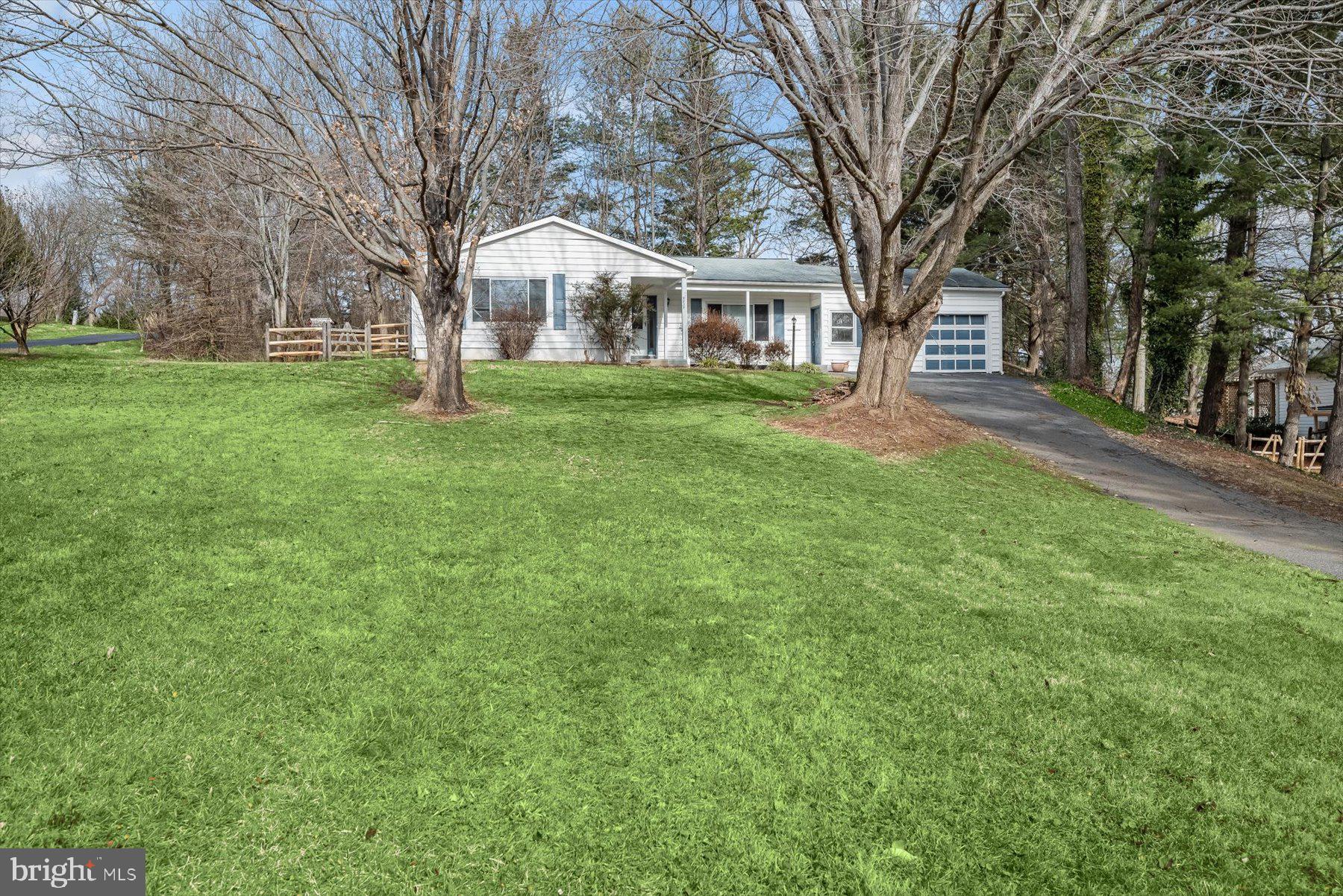 a view of house with yard and green space