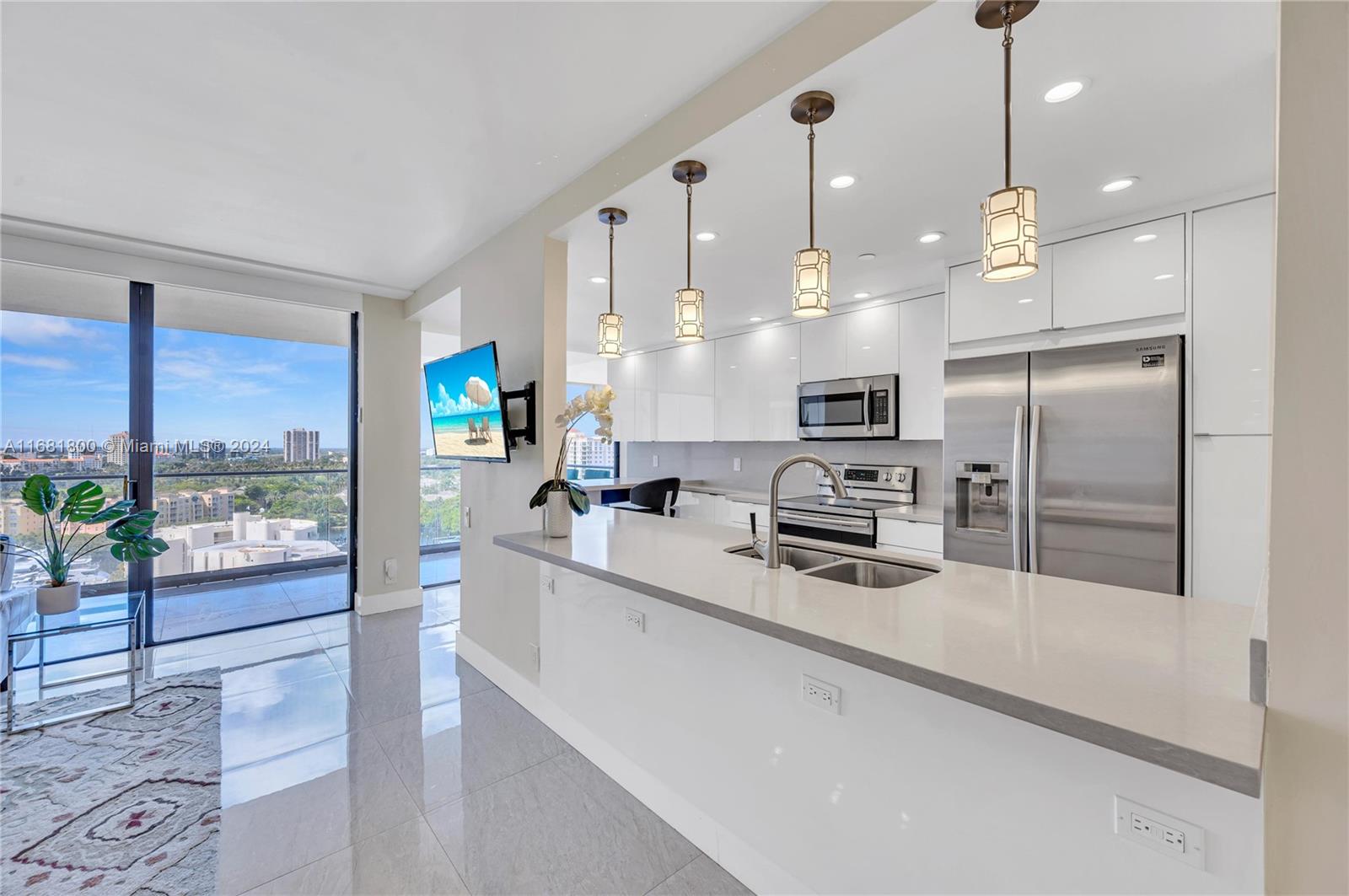 a kitchen with counter top space appliances and a counter top space