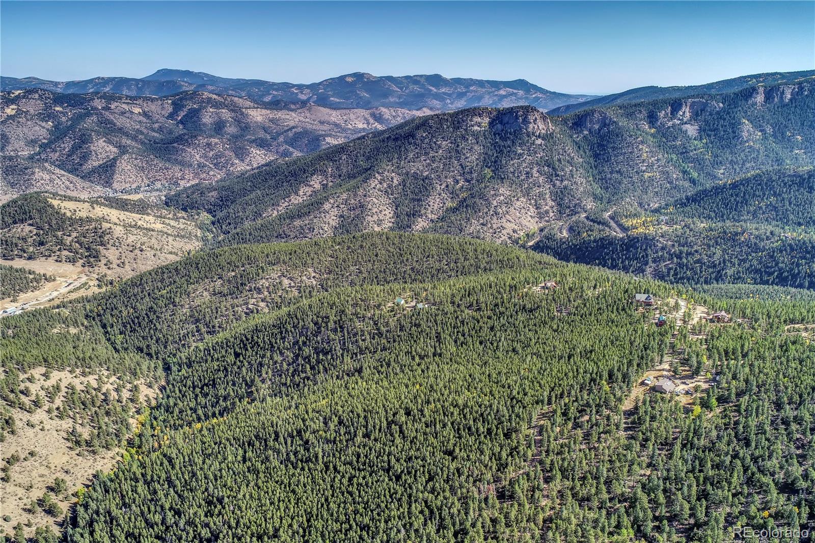 a aerial view of mountain and tree