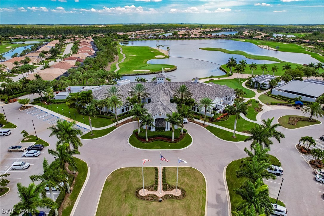 an aerial view of a house with outdoor space