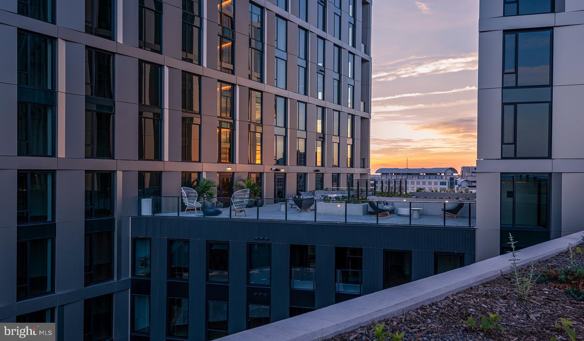 a view of a building from a balcony