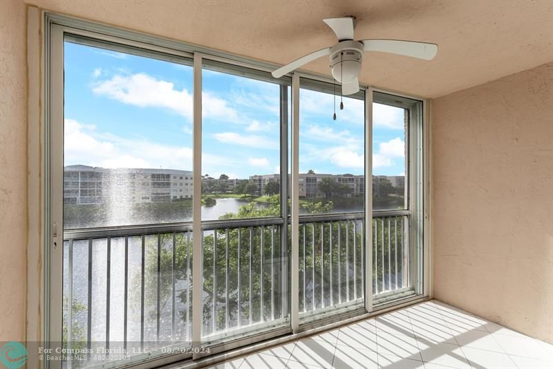 a view of a glass door with a from a window