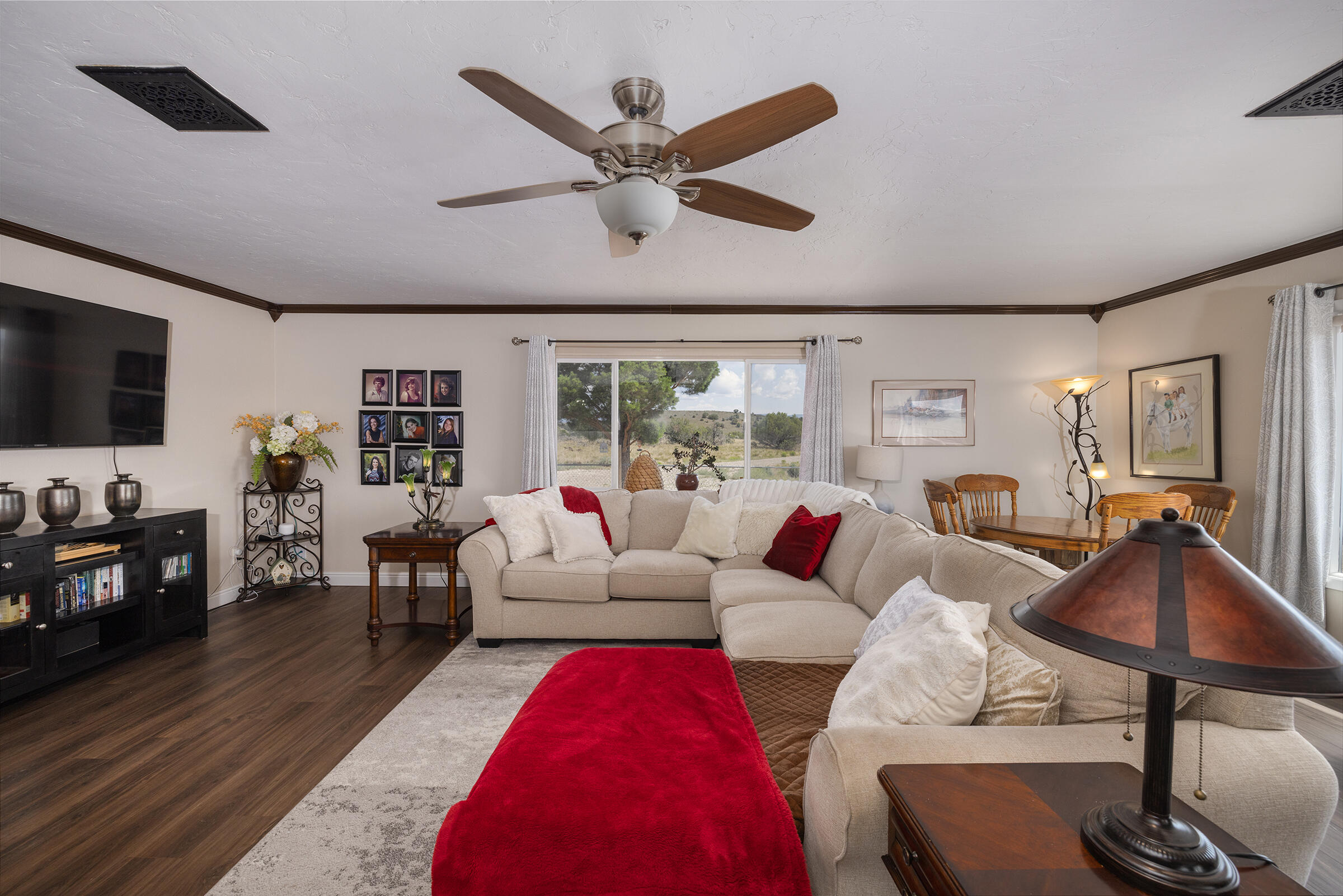 a living room with furniture or couch and a flat screen tv