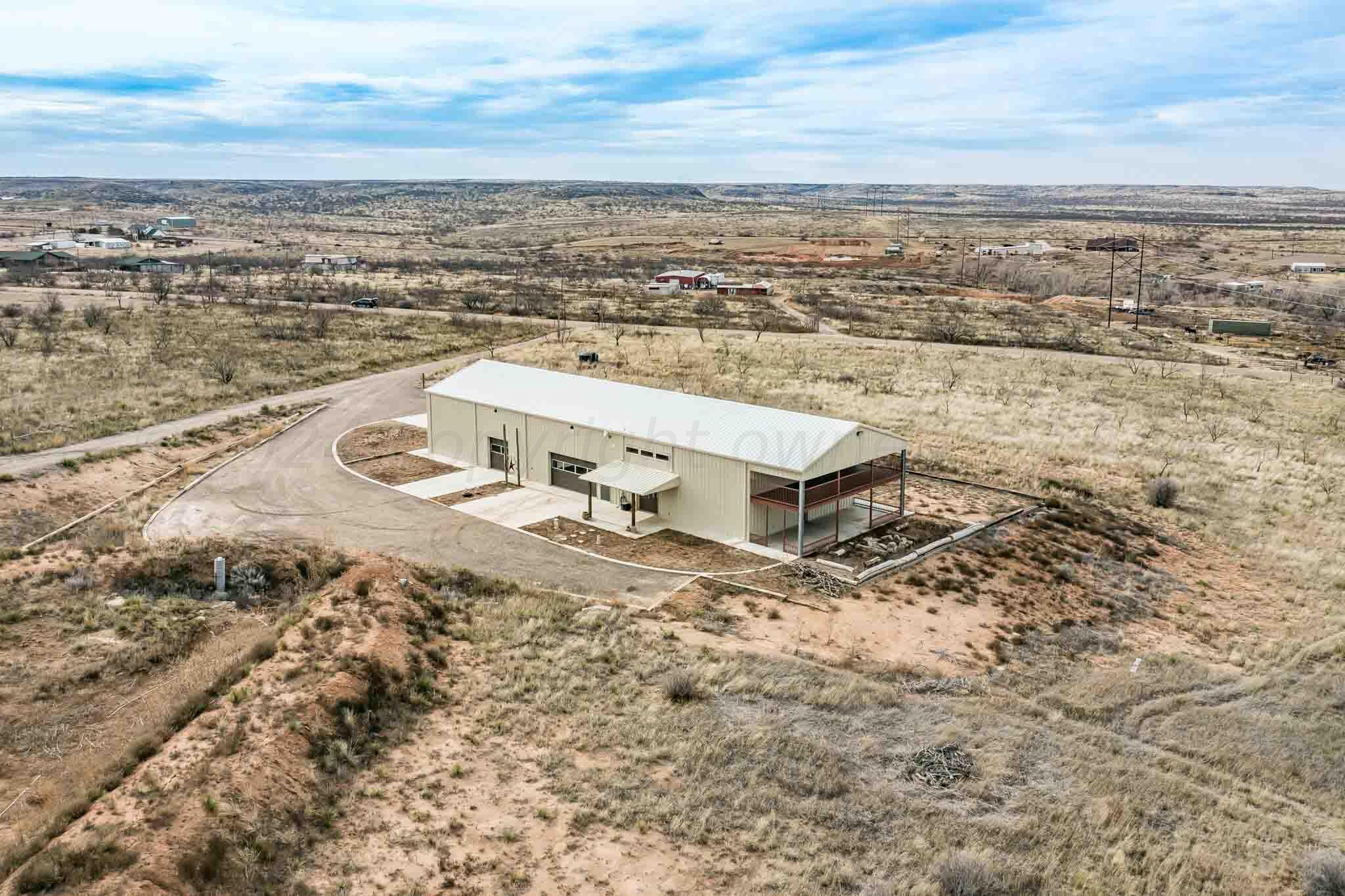 an aerial view of a house