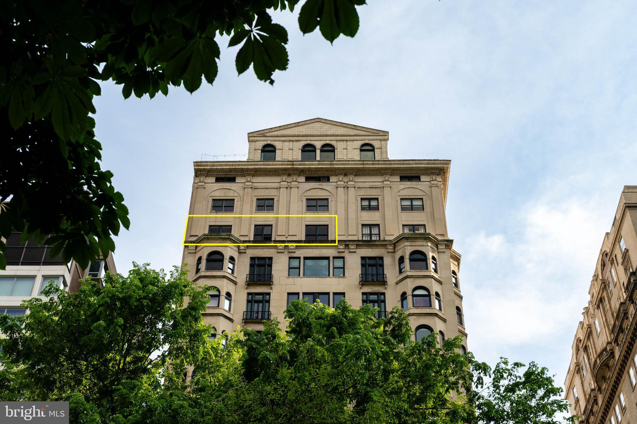 a front view of a multi story building