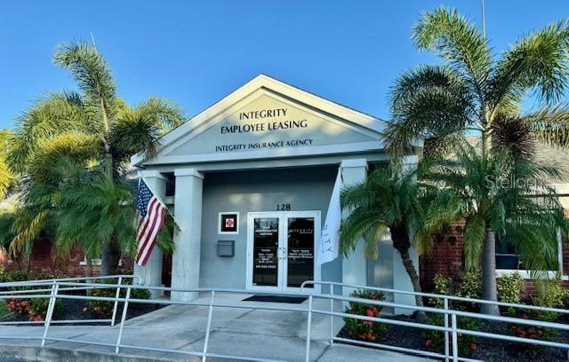 a front view of a building with entryway