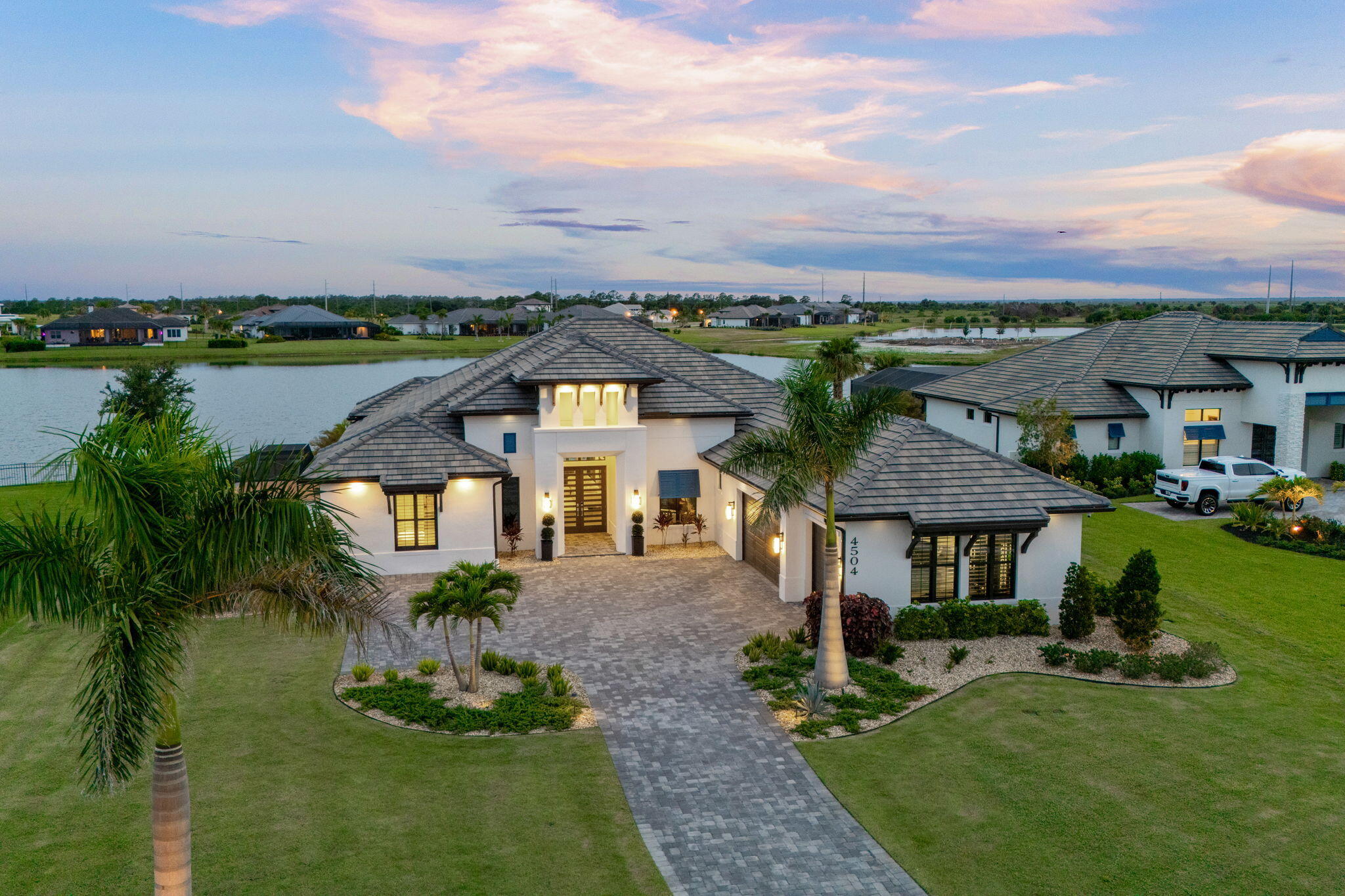 an aerial view of a house