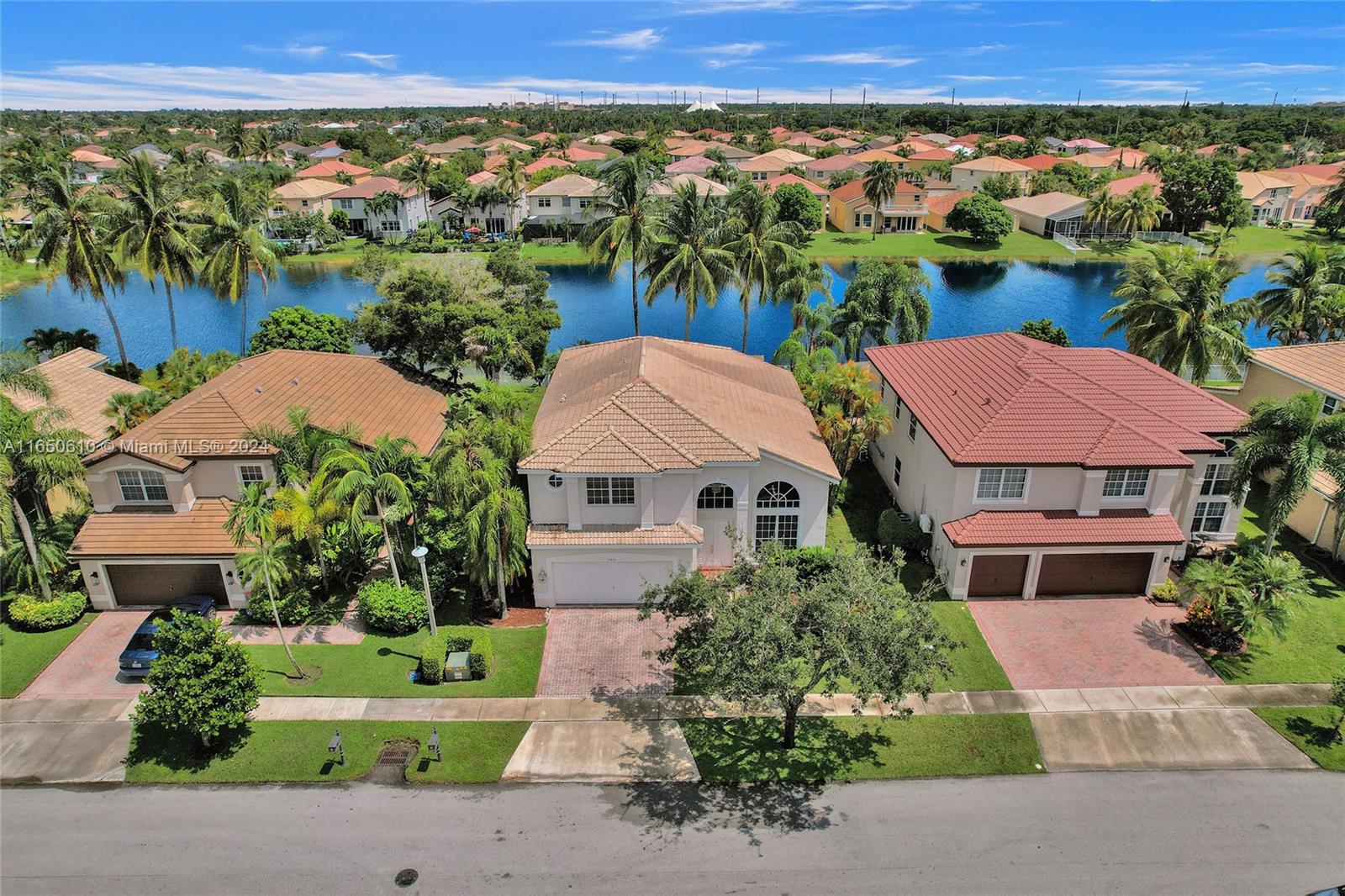 an aerial view of a house with a garden