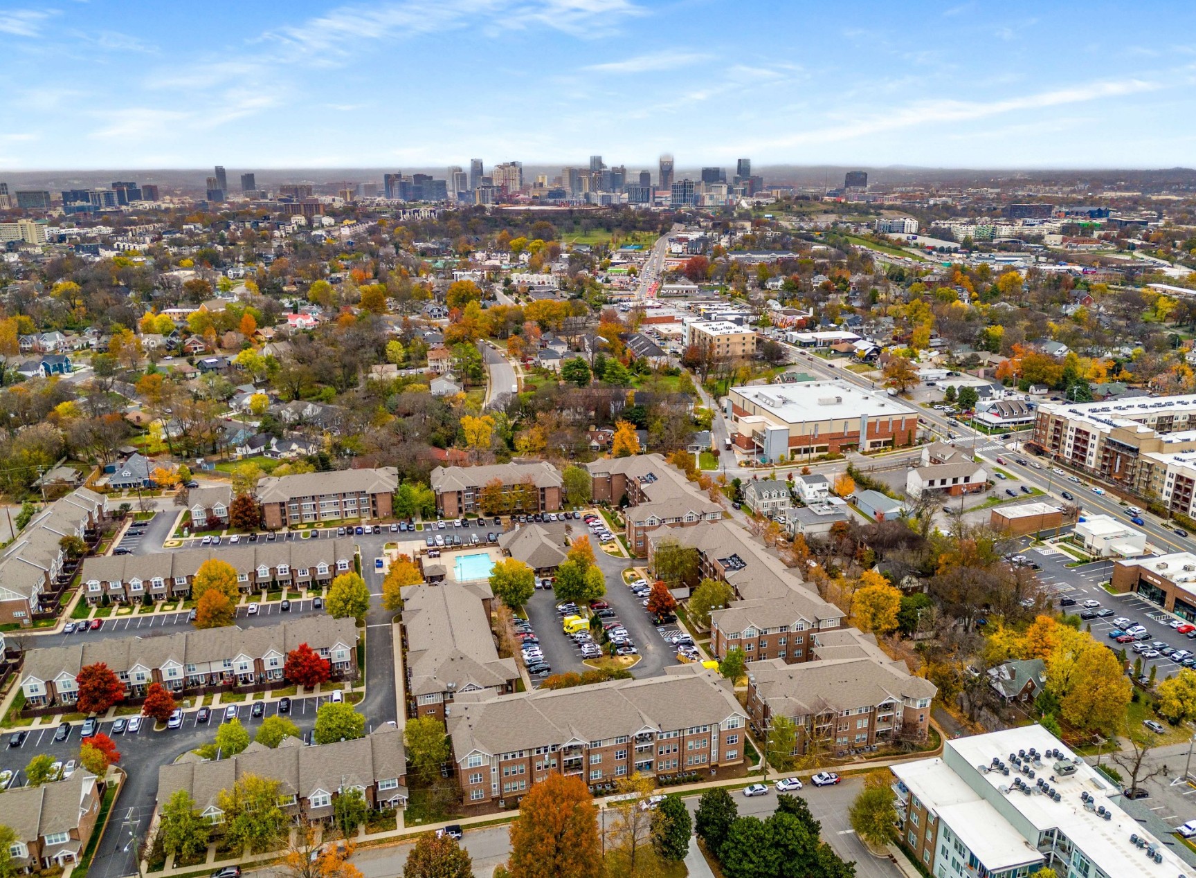 an aerial view of a city