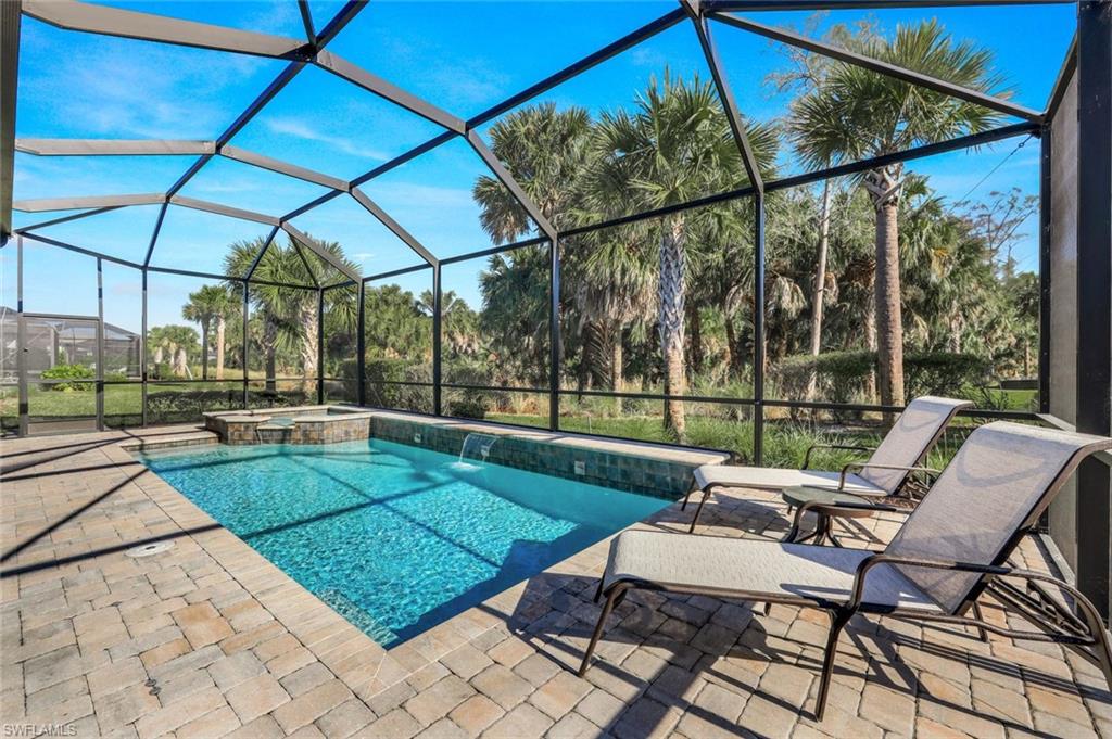 a view of a patio with a backyard