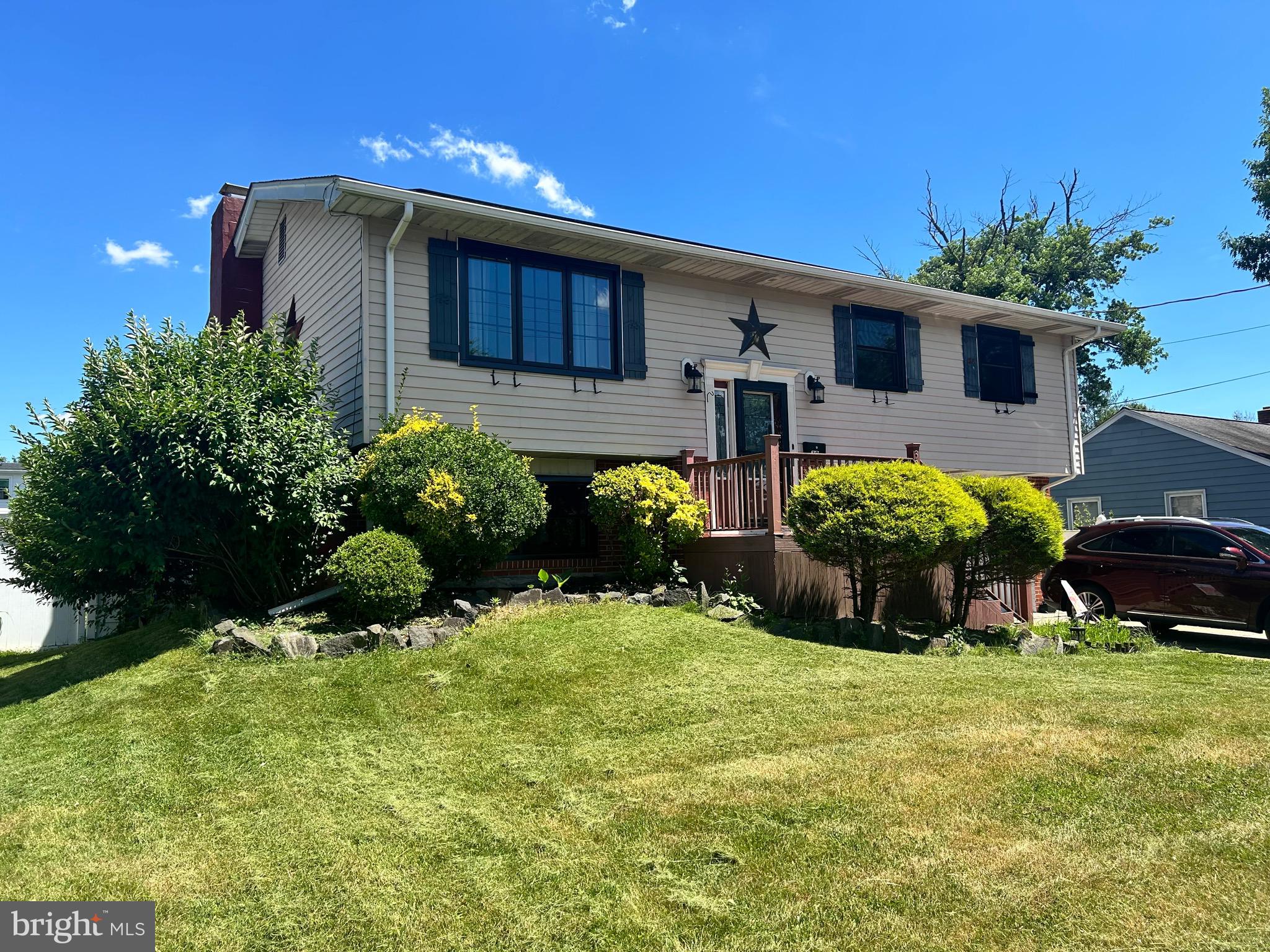 a front view of a house with patio