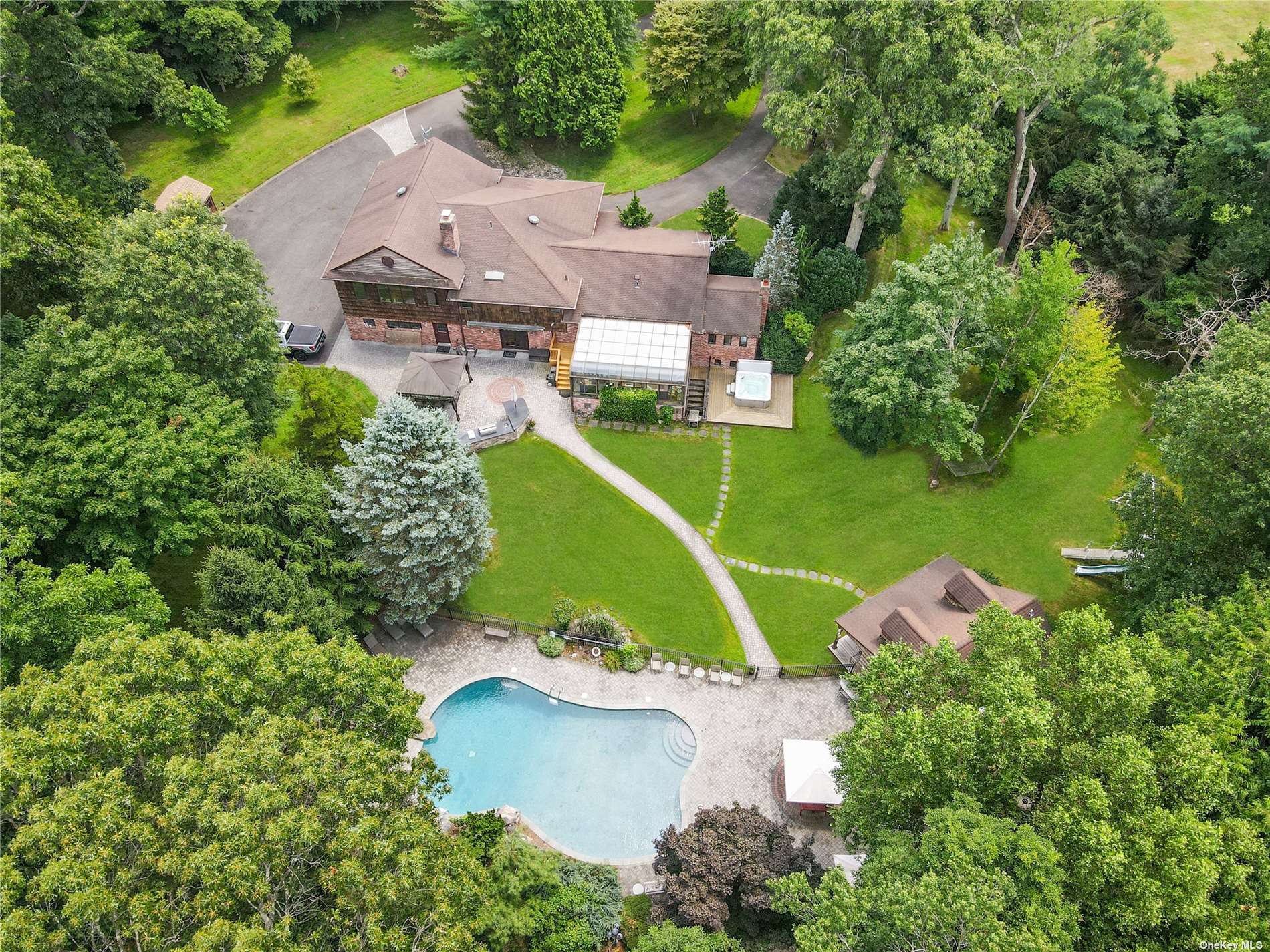 an aerial view of a house