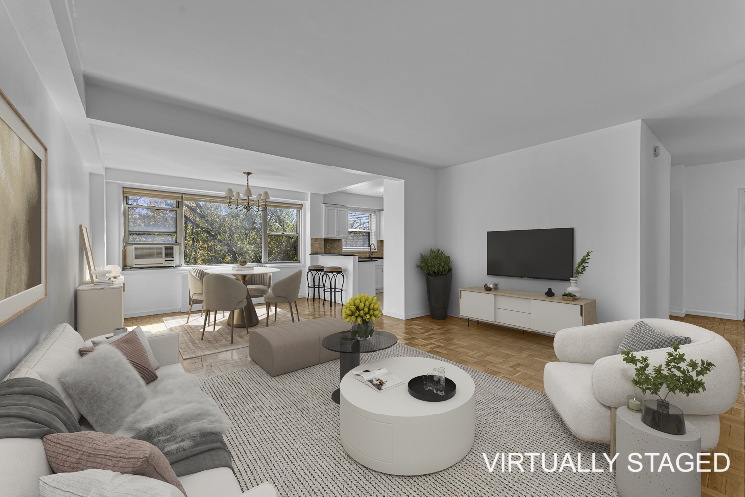 a living room with furniture and a flat screen tv