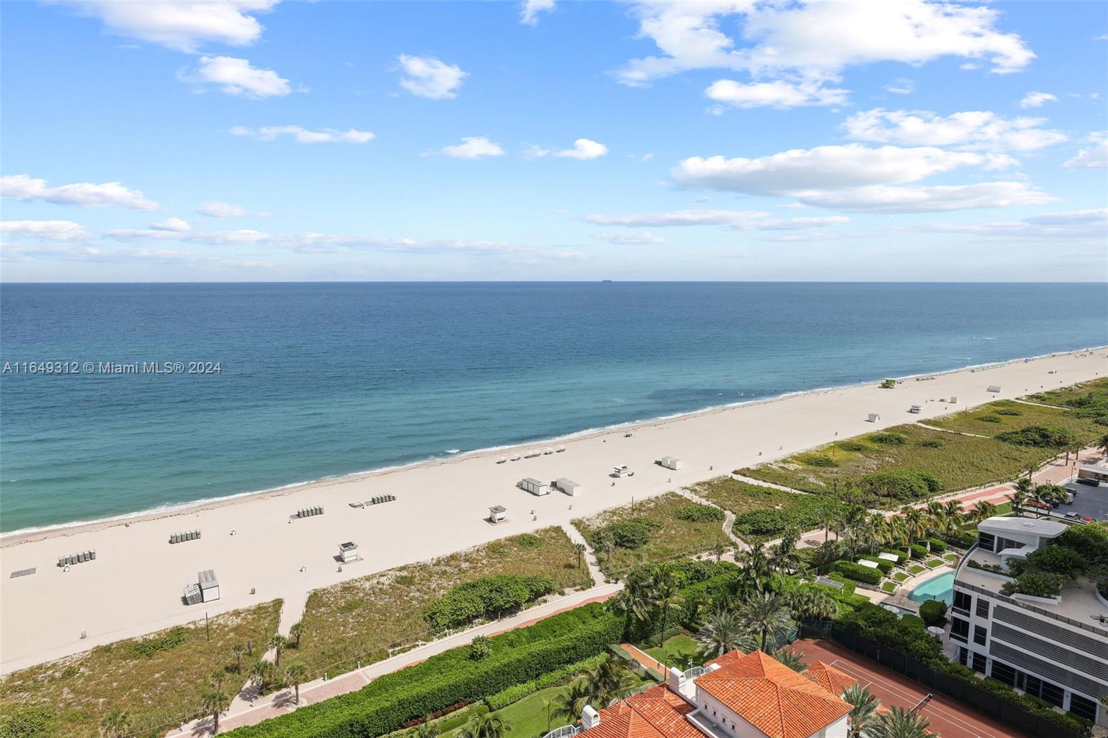 a view of an ocean and beach