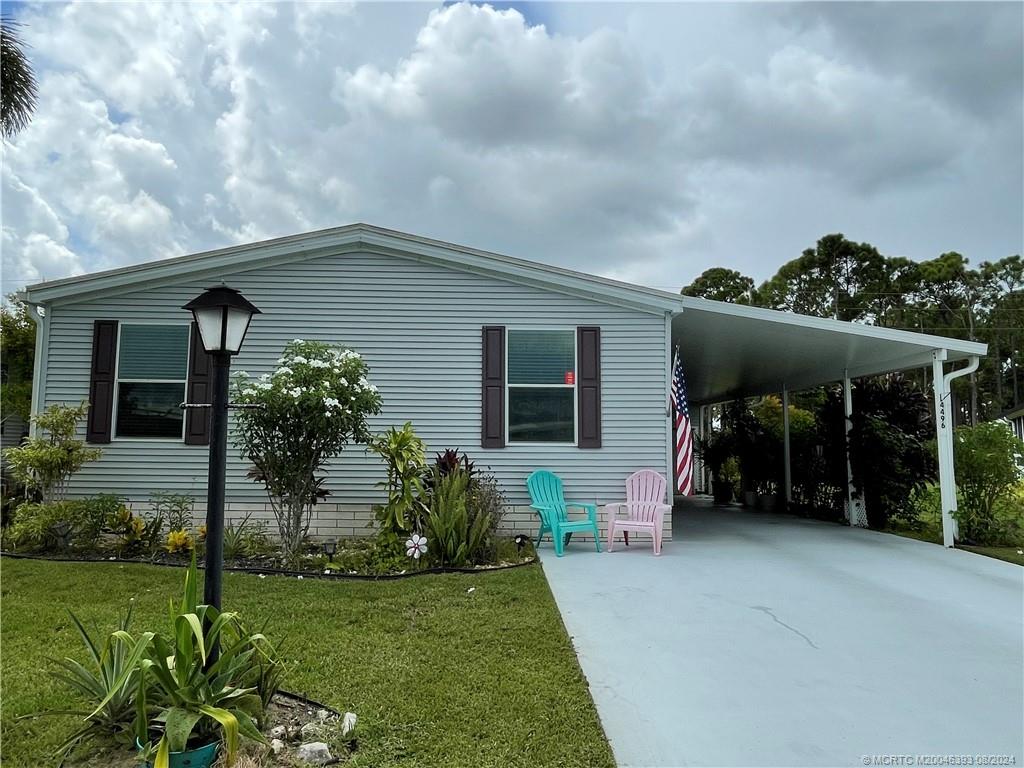 a house view with a garden space