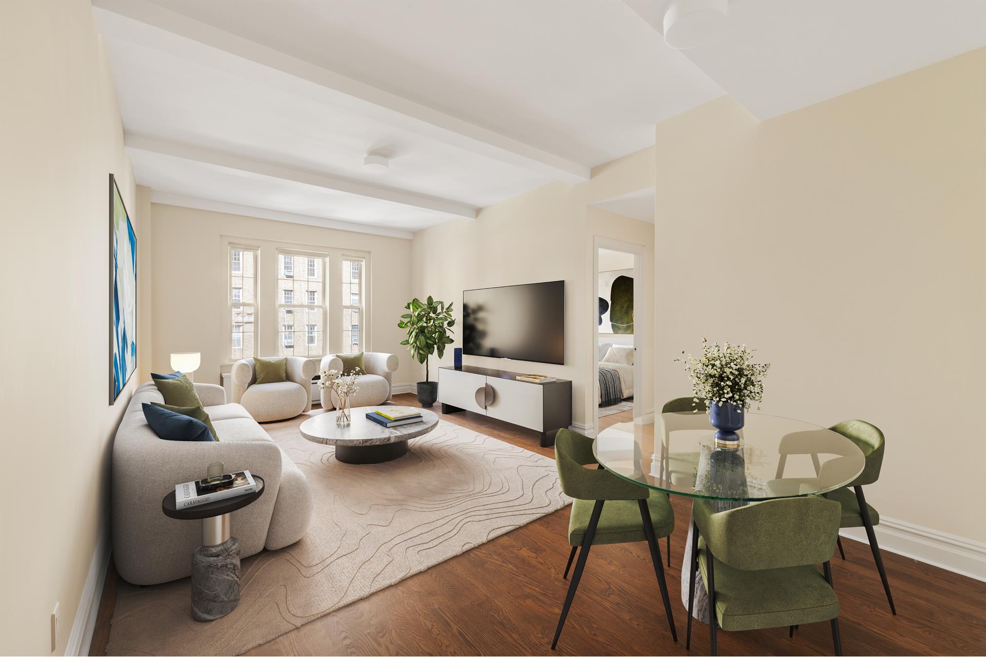 a living room with furniture and a flat screen tv