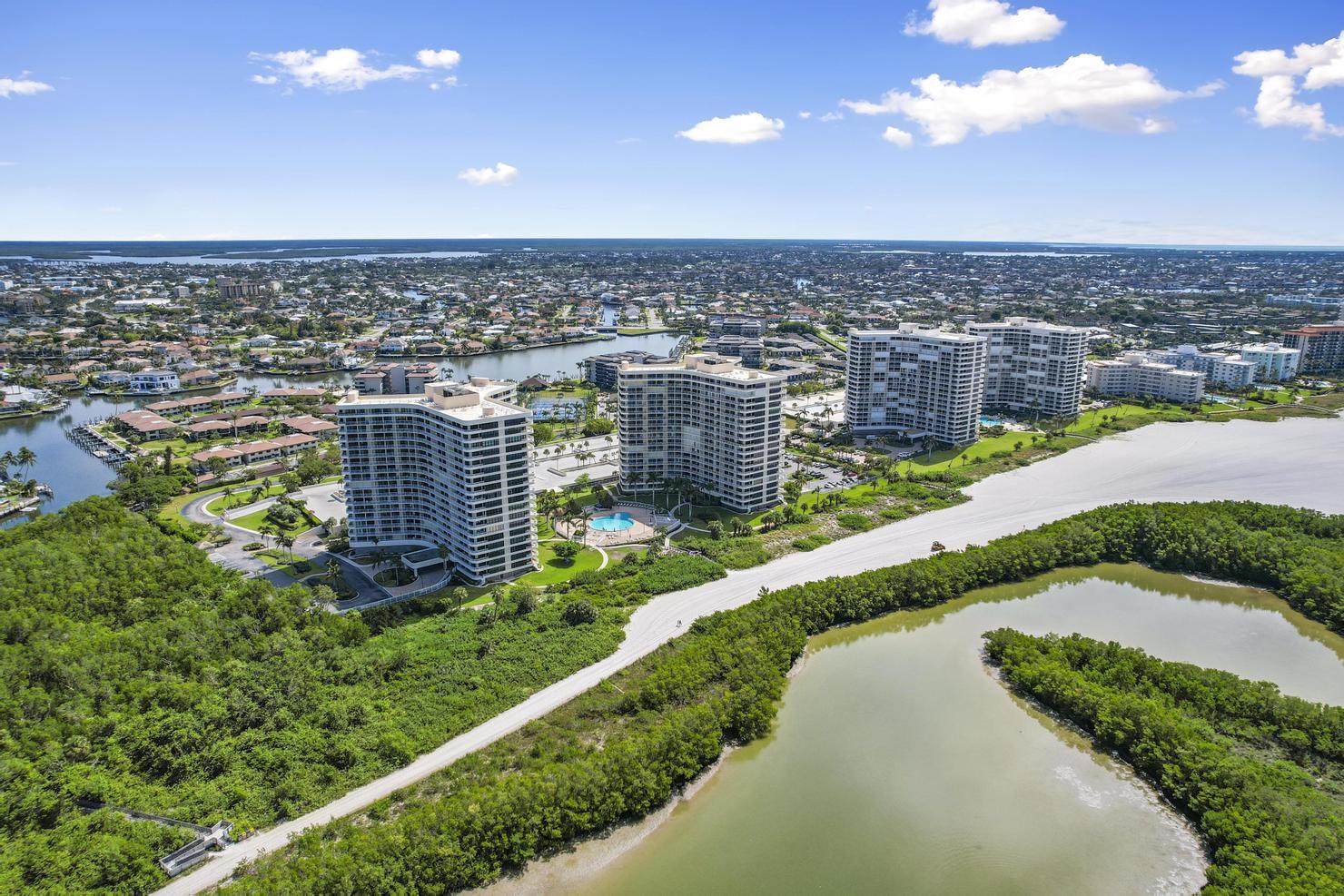 an aerial view of a city